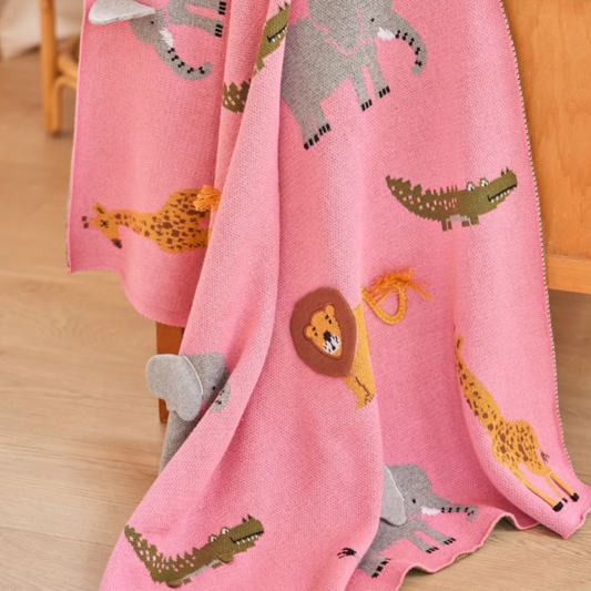 COUVERTURE COTON BABY - JUNGLE ROSE