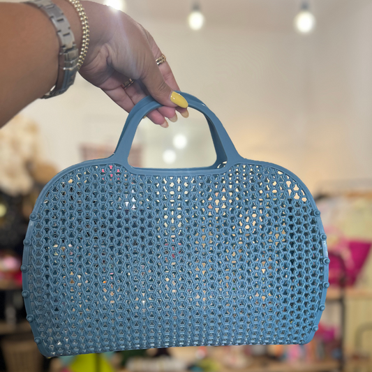 PANIER RETRO PLASTIQUE - BEACHE BLEU P
